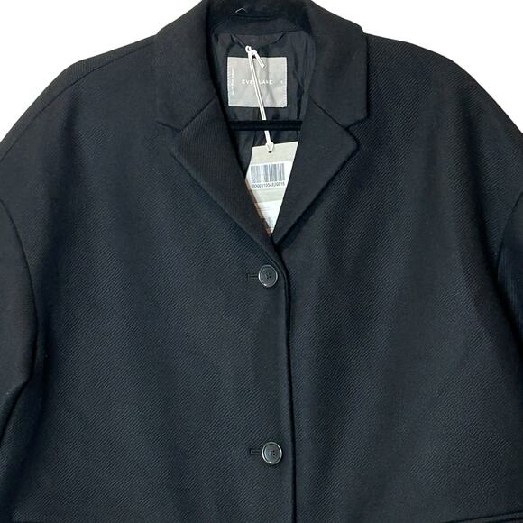 Everlane The Italian ReWool Cocoon Coat Heathered Black Women 12 NWT Button - Picture 4 of 11